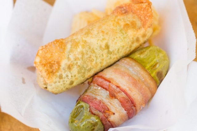 Bacon-wrapped deep friend pickle from Pittsburgh Irish Festival