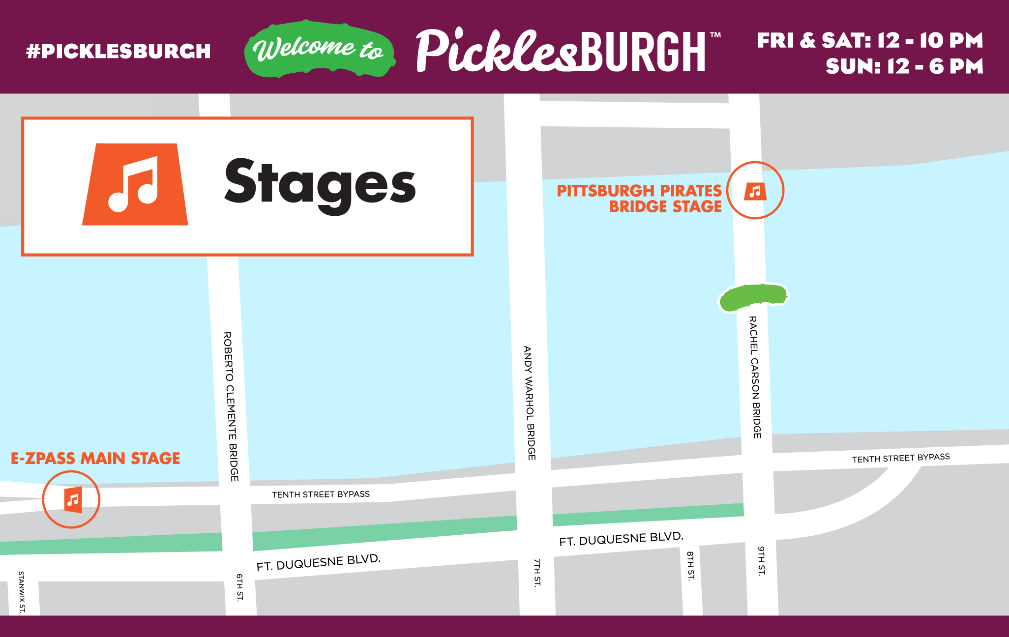Picklesburgh Stage Locations